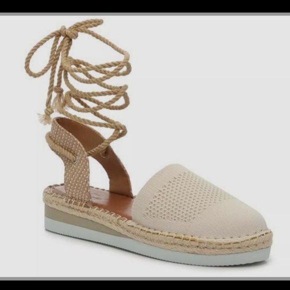 Crown Vintage Shoes - Crown Vintage Beige Espadrille Lace-Up Sandals Womans Size 8M